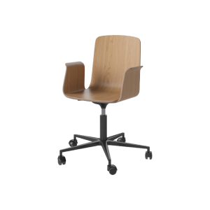 Palm Chair with Armrest and Wheels - Oiled Oak/Black Lacquered Steel