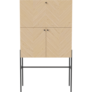 Luxe Drinks Cabinet - White Pigmented Oiled Oak/Black Grip