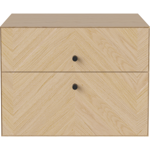 Luxe Drawer 2 Drawers Wall Mounting - White Pigmented Oiled Oak/Black Grip