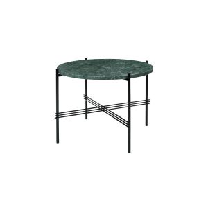 TS Coffee Table Ø55 - Black Base / Green Guatemala Marble Top