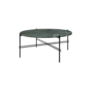 TS Coffee Table Ø80 - Black Base / Green Guatemala Marble Top