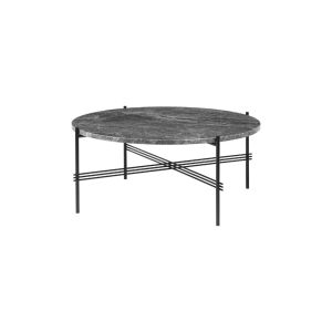 TS Coffee Table Ø80 - Black Base / Grey Emperador Marble Top