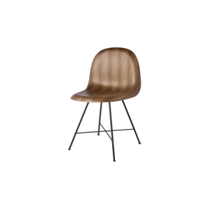 3D Dining Chair - Walnut Semi Matt Lacquered - Black Semi Matt Base