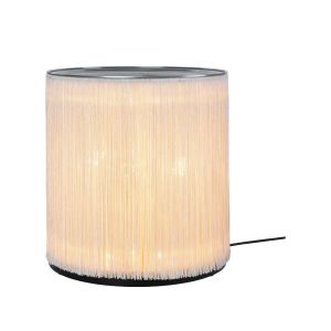 Model 597 Floor Lamp - Cream Fringe/Polished Aluminum