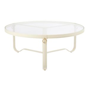 Adnet Coffee Table Ø100 - Cream Leather