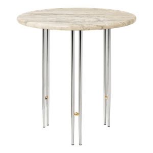 IOI Side Table Ø70- Chrome Base / Brass Sphere/Rippled Beige