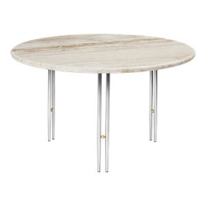 IOI Coffee Table Ø70- Chrome Base / Brass Sphere/Rippled Beige