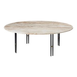 IOI Coffee Table Ø100 - Black Semi Matt Base / Brass Sphere/Rippled Beige