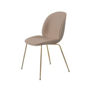 Beetle Dining Chair - Front Upholstered, Conic Base - Brass Matt/New Beige/Steelcut Trio 226