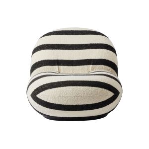 Pacha Lounge Chair Fully Upholstered Returning Swivel - Black Semi Matt / Karakrnorum Stripe, Dedar (Black/White, Standard)