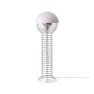 Wire Floor Lamp Ø40 - Chrome Base with White Shade
