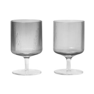 Ripple Wine Glasses (Set of 2) - Smoked Grey