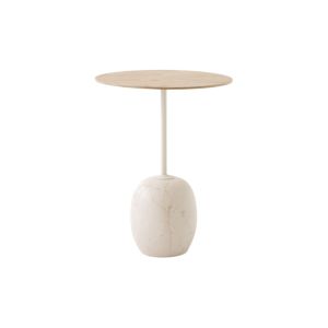 Lato Side Table LN8 - Round Ø40 H50 - Crema Diva marble - Veneer Lacquered oak