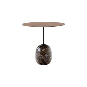 Lato Side Table LN9 Oval  Ø40x50 H45 - Emperador Marble Base/Lacquered Walnut