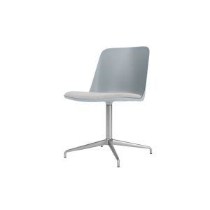 Rely Side Chair HW12 Seat upholstered Polished aluminium 4-star swivel Light Blue shell Remix 0123