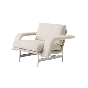 Meantime Lounge Chair AV29 1-Seater Polished Aluminium/Ecriture 0210 - Off-white