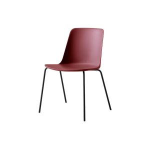 Rely Outdoor Side Chair HW138 Black stacking tube base Plastic gliders Red Brown shell