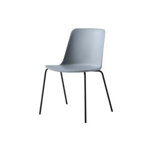 Rely Outdoor Side Chair HW138 Black stacking tube base Plastic gliders Light Blue shell