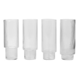 Ripple Long Drink Glass (Set of 4) - Clear