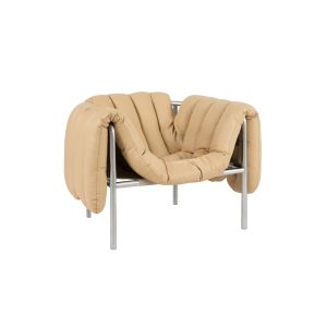 Puffy Lounge Chair - Sand Leather / Stainless