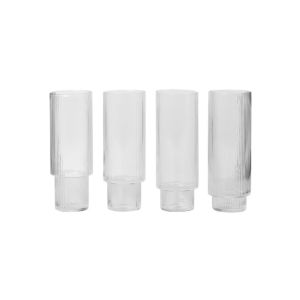 Ripple Long Drink Glass Set of 4 - Clear
