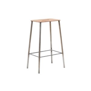 Adam Stool H65 - Raw Steel / Natural Leather