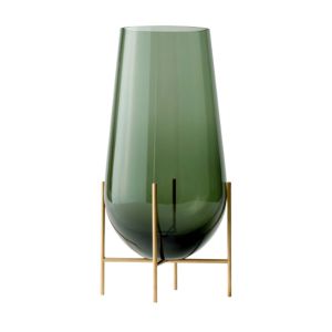 Echasse Vase, Large - Brass/Green Smoked Glass