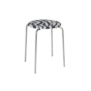 Petit Rond Stool - Stainless Steel / Zebra Fabric