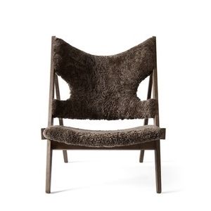 Knitting Lounge Chair Dark Stained Base - Sheepskin Curly, Root