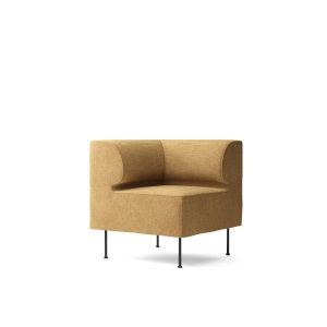Eave Dining Sofa Left Corner - Black Steel Legs/Upholstery(Moss 022, Kvadrat), Orange