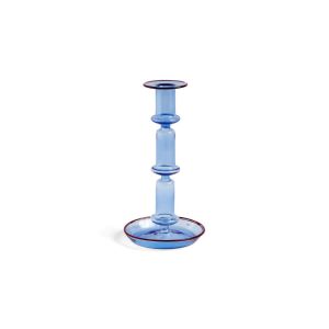 Flare Candleholder Tall - Light Blue with Red Rim