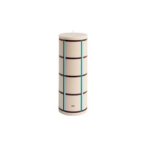 Column Candle-Large-Off-white, green bordeaux and silver