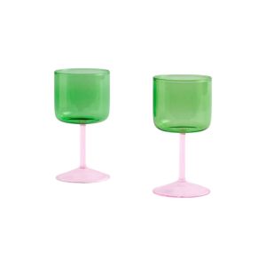 Tint Wine Glass - Set of 2 - Green and pink