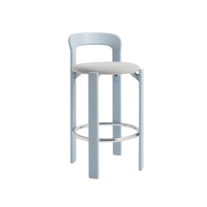 Rey Bar Stool H65 - Slate Blue Upholstery  Steelcut Trio 113 - The Bowery Company
