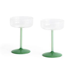 Tint Coupe Glass - Set of 2-Clear - jade light green and jade dark green