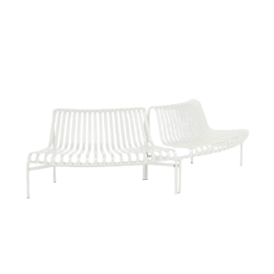 Palissade Park Dining Bench Out/Out Starter Set Set Of 2 - Cream White Powder Coated Steel