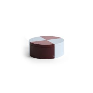 Tin Container-Round-Burgundy and ice blue