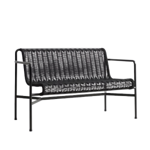 Palissade Cord Dining Bench W. Armrest-Anthracite Powder Coated Steel