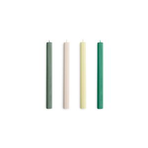 Hexagon Candle-Greens and whites, Set of 4