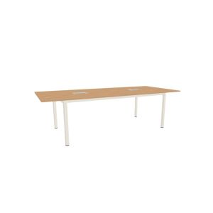 Annex Table Overhang L260 H75 - Water-based Lacquered Oak / Cream White Aluminium with Coni Duo Cable Management