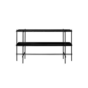 TS Console 120x30x72, 2 Rack w. Tray - Black/Black Marquina Marble