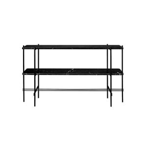 TS Console, 120x30x72, 2 Racks - Black Base/Black Marquina Marble