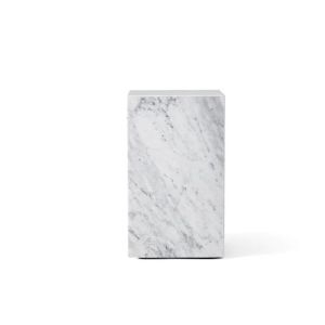 Plinth Tall Side Table - White Marble Carrara