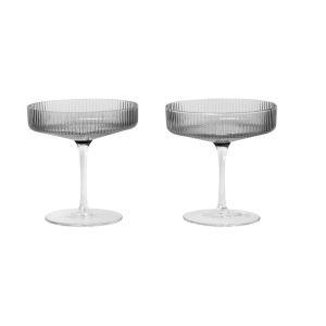 Ripple Champagne Saucer Set of 2 - Smoked Grey
