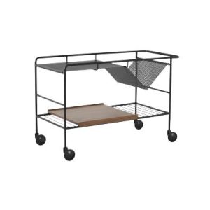 Alima Trolley NDS1 W90 D42 H59 - Matt Black Lacquered Walnut Tray
