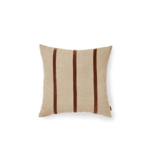Senti Stripe Cushion - Linen/Carob Brown