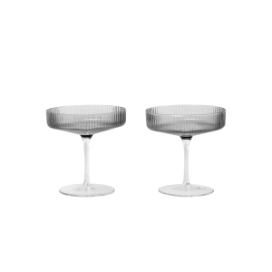 Ripple Champagne Saucer (Set of 2) - Smoked Grey