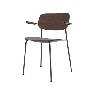 Co Dining Chair w/Armrest - Black Steel Base/Dark Stained Oak