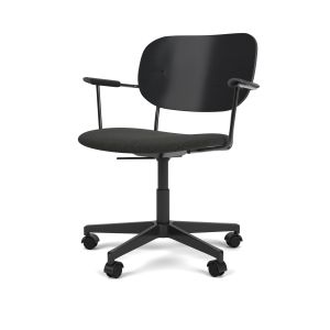 Co Task Chair Seat Upholstered W/Armrests Black Base - Black Oak/Re-wool 0198