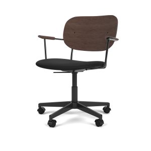 Co Task Chair Seat Upholstered W/Armrests Black Base - Dark Stained Oak/Sierra 1001